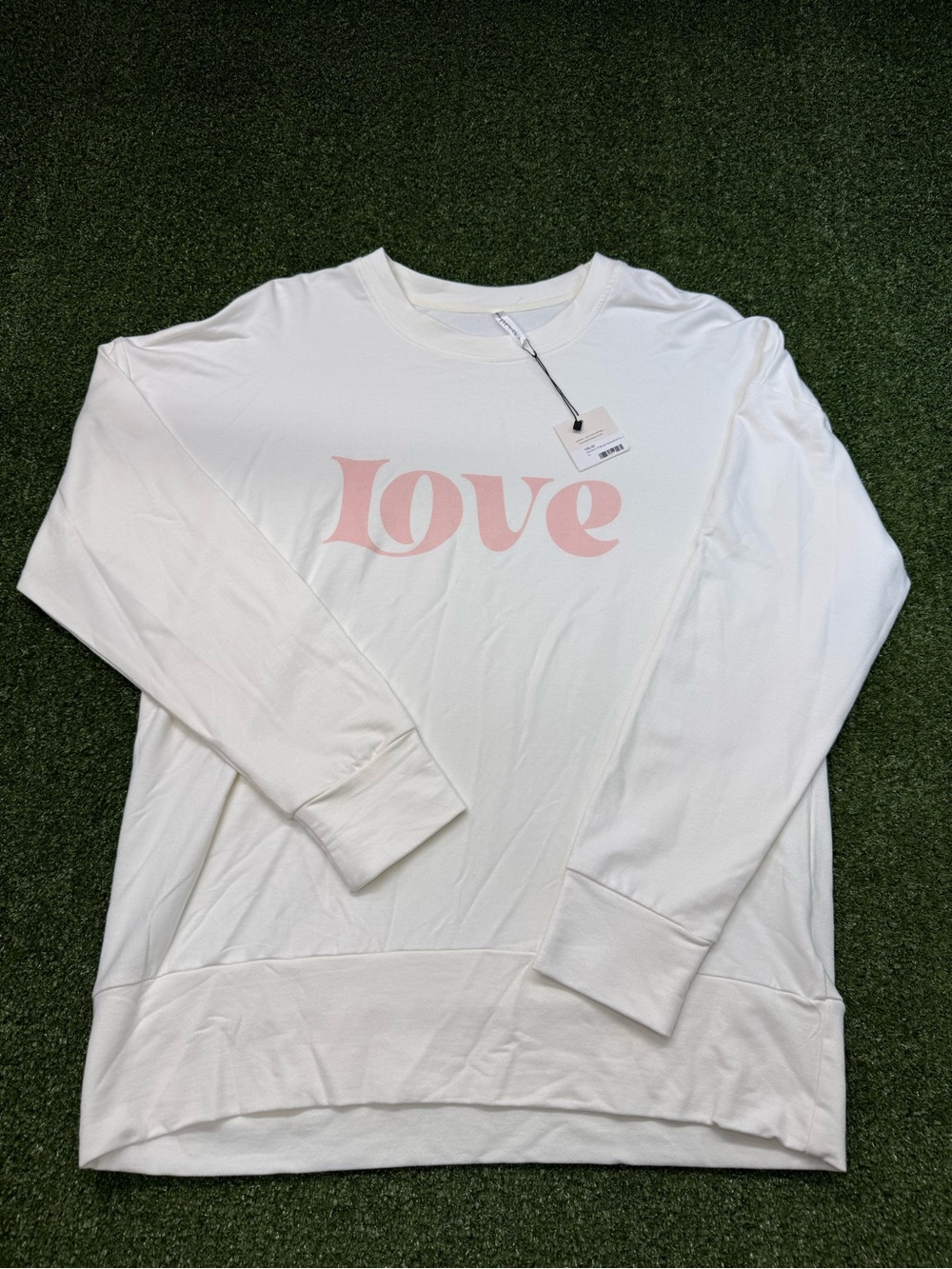 NWT Babysprouts Women's Crewneck Sweatshirt White "Love" Pink Pullover Bamboo XL